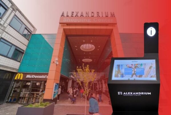 ViaDirect interactive wayfinding kiosk installed at Alexandrium Shopping Center entrance in Rotterdam