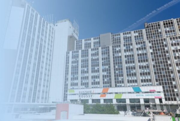 Exterior view of the Gustave Roussy Institute hospital in Villejuif, France, showcasing the modern, expansive 70-hectare campus designed to improve patient and visitor experience.