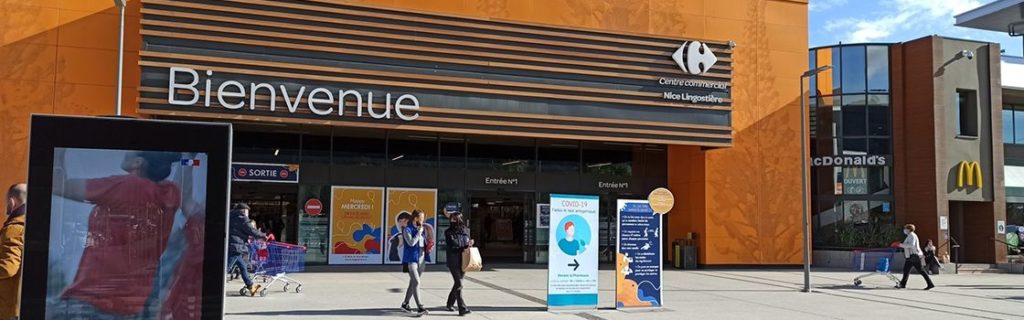 entrance of Carrefour Nice Langostière shopping mall