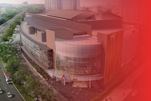AMK Hub shopping mall in Singapore featuring ViaDirect digital wayfinding kiosks