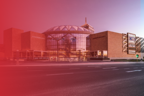 Panoramic view of Sandton City Mall, showing its extensive installations and modern architecture.