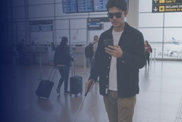 Guiado por voz de ViaDirect Móvil para personas con discapacidad visual en aeropuertos